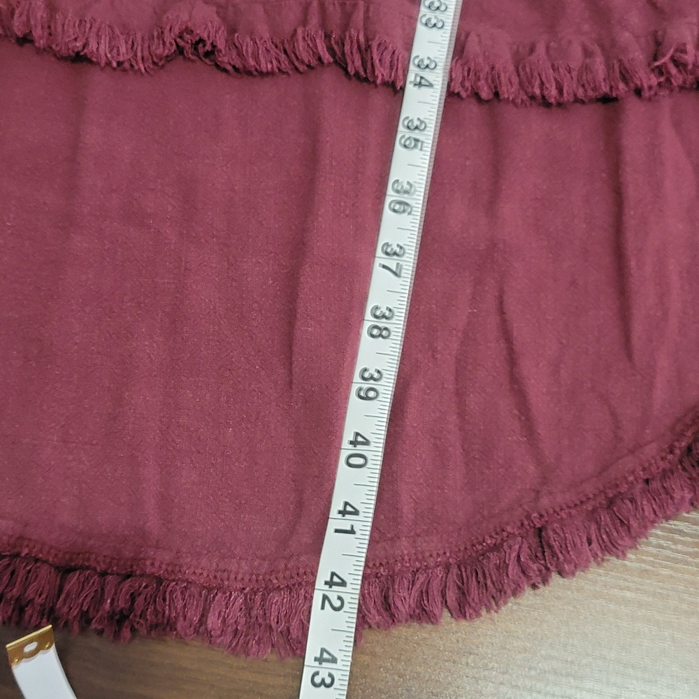 Umgee High Low Dress Large Maroon Linen Blend Fringed Hem Boho Lagenlook Peasant - Picture 10 of 10